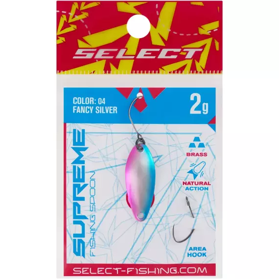 Блешня Select Supreme 2.0g 27mm #04 Fancy Silver, Вага блешні: 2.0, Колір блешні: #04 Fancy Silver, фото , изображение 2